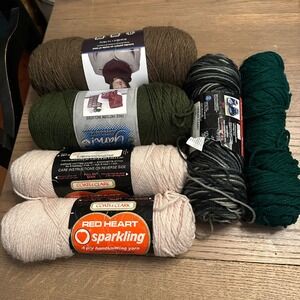 Red Heart I Love This Yarn Sparkling Mixed Lot Green Brown Cream Urban Camo 6pk
